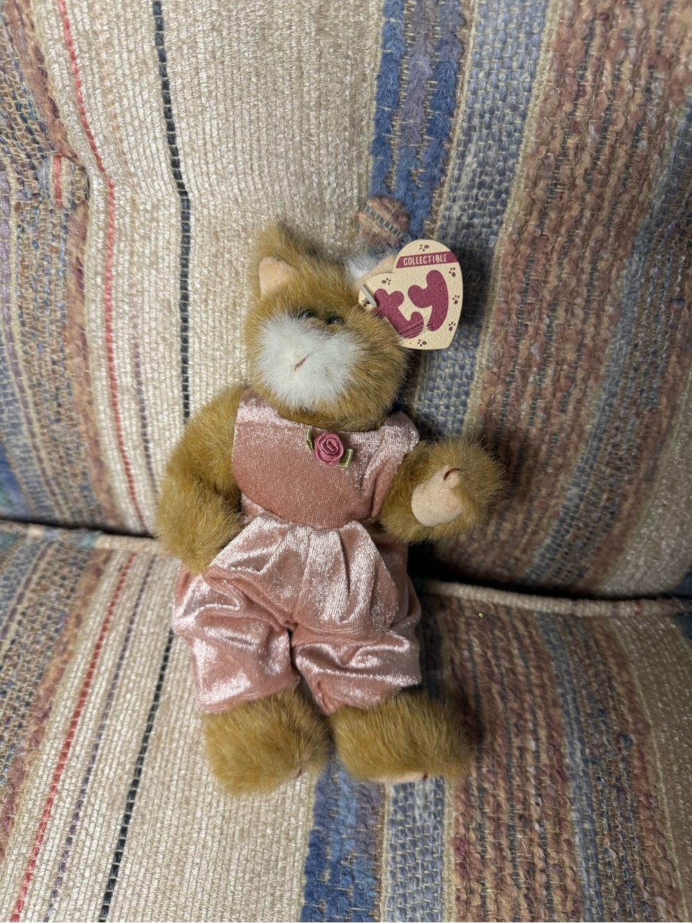 Ty Plush Cat Collectible in Pink Velvet Outfit
